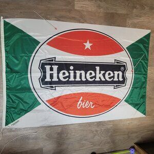 Vintage Heineken Beer Flag 36x58 inch Banner Bar Man Cave RARE sign bier